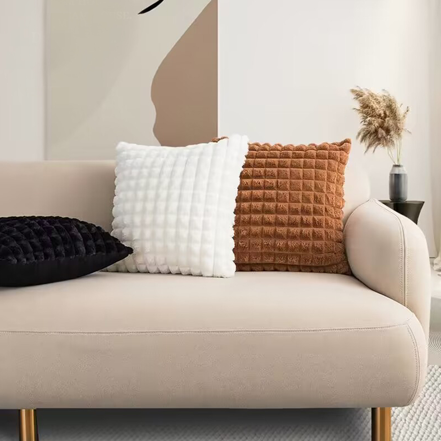 Mountain modern simple plain pillowcase solid color plush square pillow home sofa pillow spot wholesale