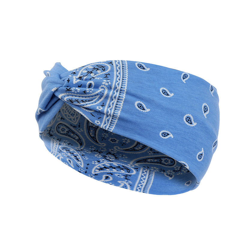 Cross-border Retro Floral Knitted Hair Band Outdoor Sweat-absorbent Sports Headband Yoga Band Hair Band Widened Hair Band Hair Accessories