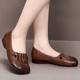 True Soft Leather Shoes Retro Flat Shoes for Mother 2024 Spring New Middle-aged and Old Women's Shoes Rubber Soft Shoes