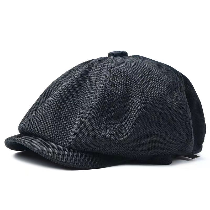 Hat men's octagonal cap spring and summer thin linen breathable cap men's retro casual beret painter's cap