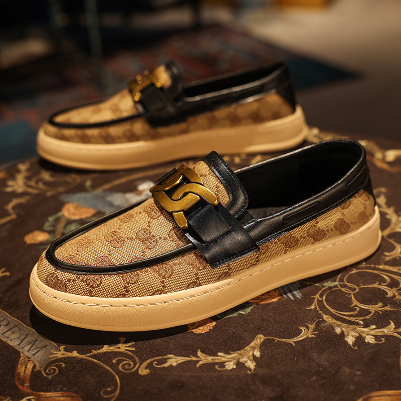 European Station Casual Shoes Men's Summer British Fashionable Slip-on Shoes Canvas Legs Breathable Driving Loafers