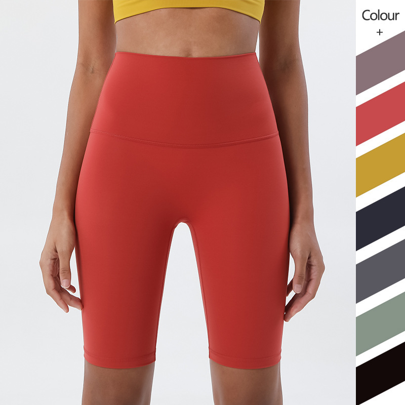 Double Sanding Yoga Pants Summer Cycling Pants Fitness Pants High Waist Peach Half Tight Yoga Shorts Leggings
