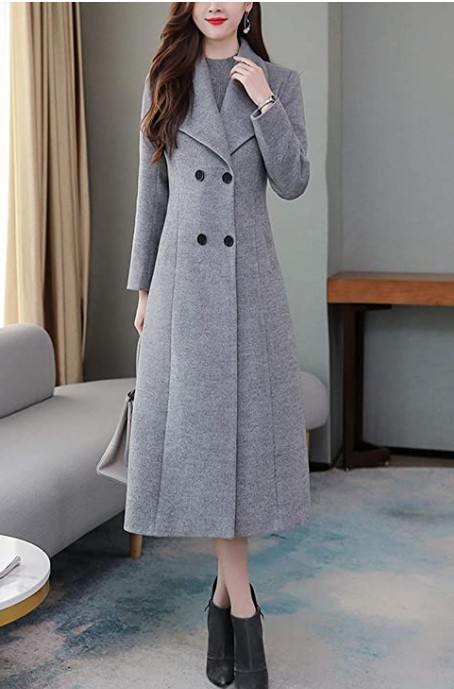 Autumn and Winter New Woolen Coat Thickened Large Size Foreign Trade Lapel Super Long Slim-fit Waist Jacket_voghion.com