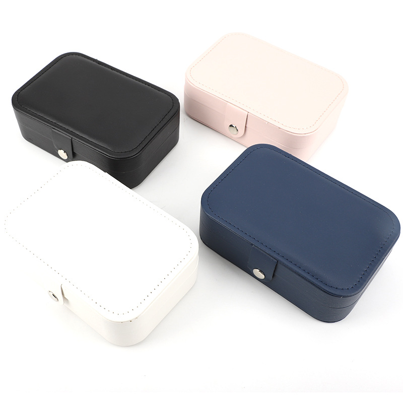 Black Travel Jewelry Storage Box Double-layer Household Jewelry Box Solid Color Simple Earrings Ring Necklace Jewelry Box