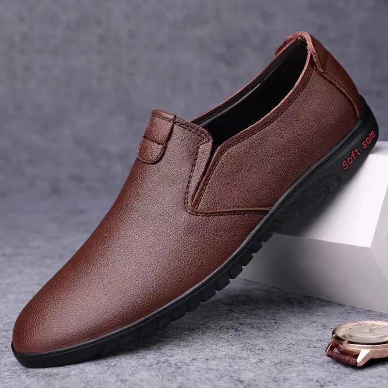 Men's Shoes Spring New Breathable Leather Shoes Men's Korean Fashionable Leather Shoes for Youth Men's Casual Shoes Business Leather Shoes Driving Shoes