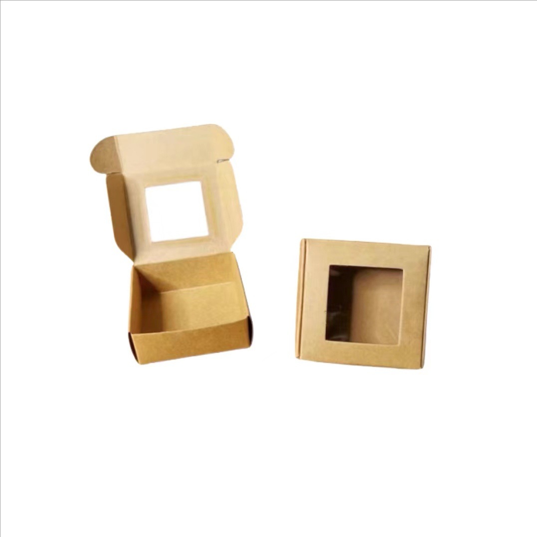 pvc transparent handmade soap small paper box Kraft paper box solid color packaging box jewelry box gift box aromatherapy wax box