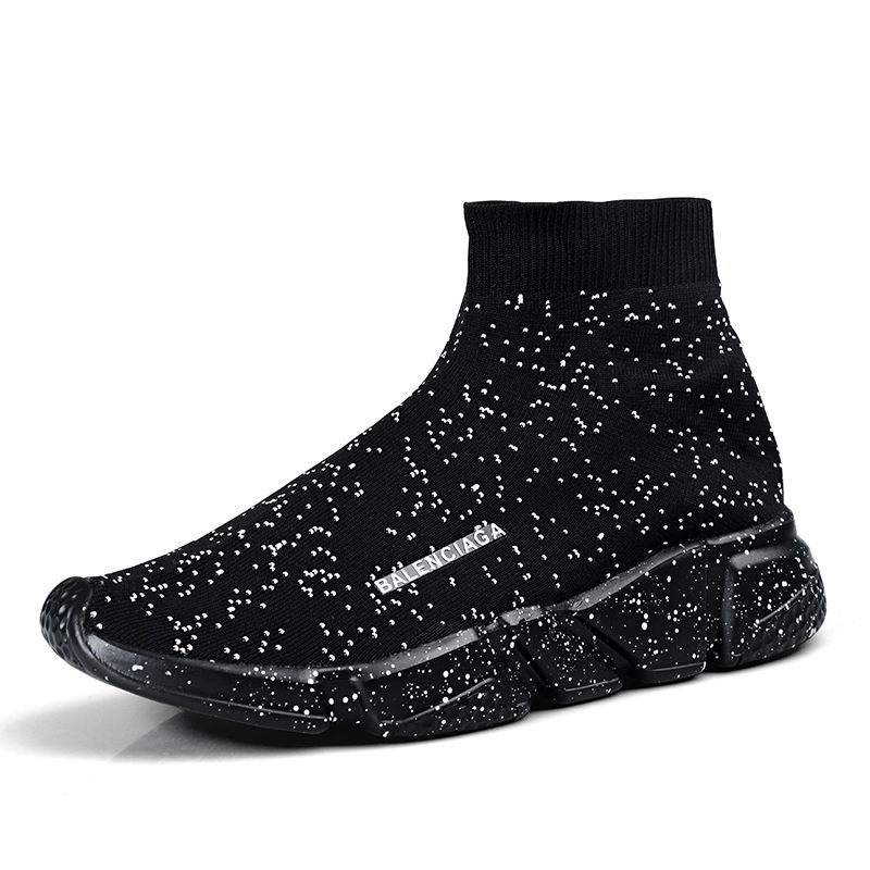 2022 Cross-border New High-top Socks Shoes for Men and Women Feet Fly-woven Lazy Shoes Mesh Large Size Sports Trendy Shoes for Men