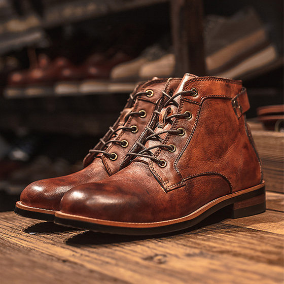 HPIOPL Cross-border Item No. 6078 Ami Khaji Style Martin Boots Men's Big Head Tooling Motorcycle Boots