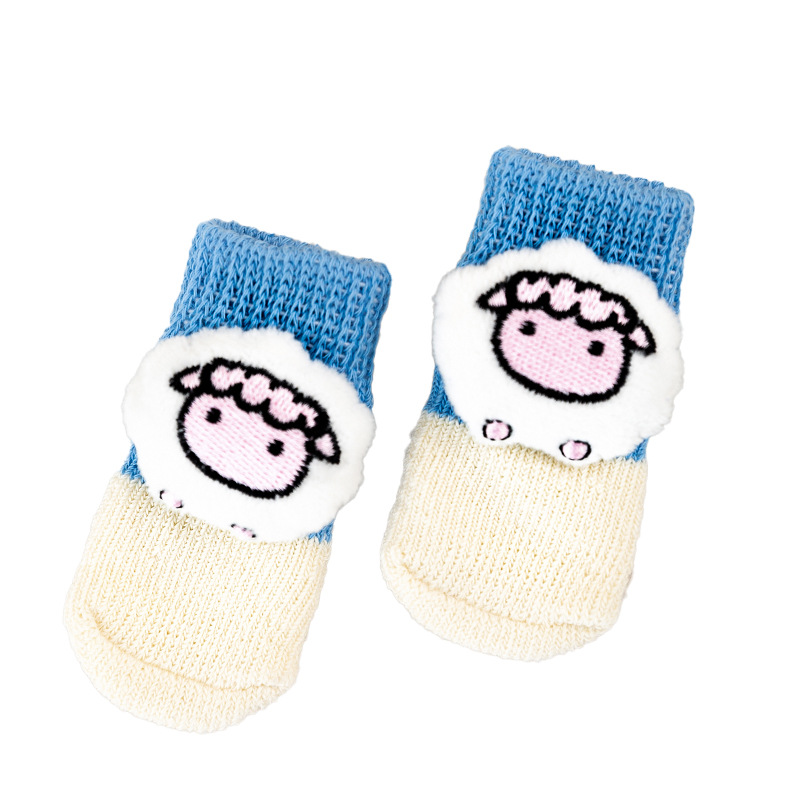 Pet socks anti-dirty non-slip dog feet teddy bear puppy cotton socks stereo doll dog shoes a set of 4