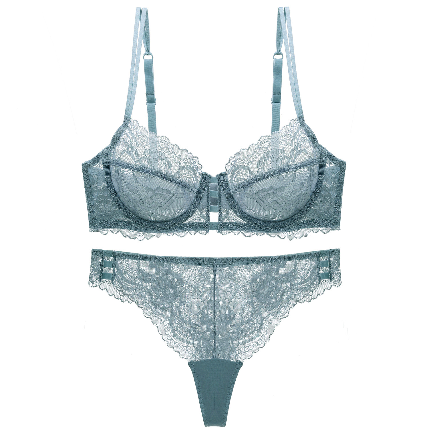 Aimuxi 2039 new European and American lace see-through ultra-thin bra set women's bra lace large size underwear