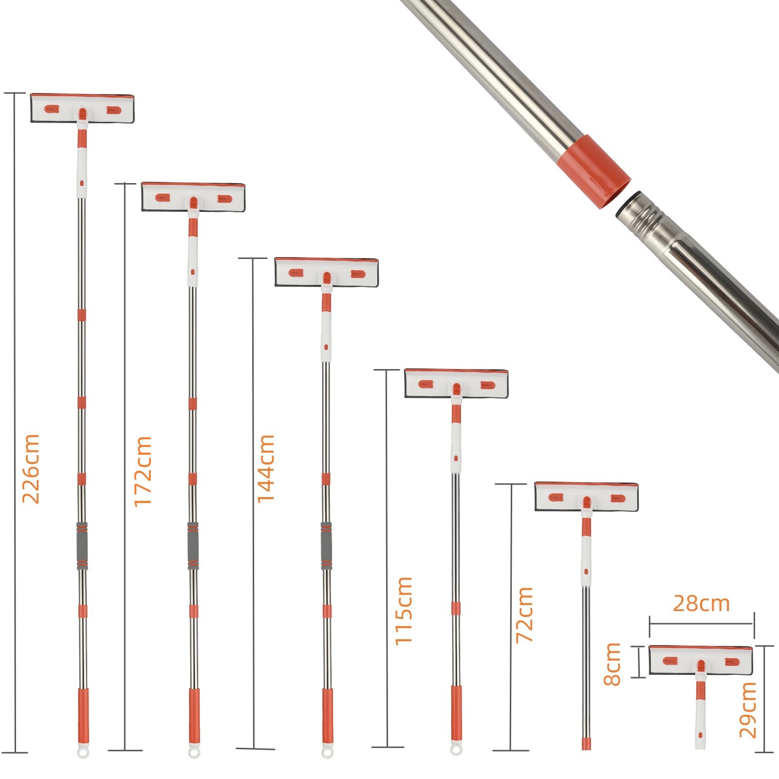 Cross-border Glass Wiping Artifact Household Lengthened Splicing Rod Window Cleaning Wiper Glass Scraping Chenille Window Wiping