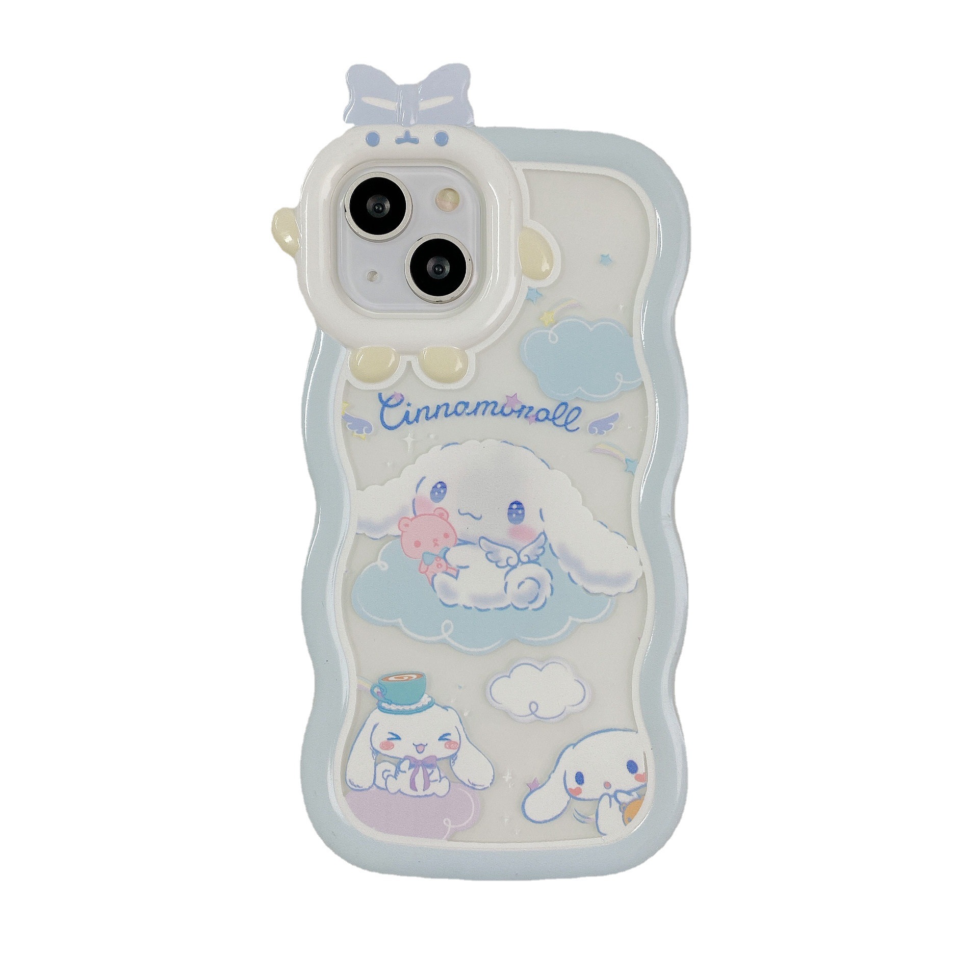 For Apple 16PRO Wave Monster Mobile Phone Case iPhone13 Jade Gui Dog Bracket Bead Soft Protective Case