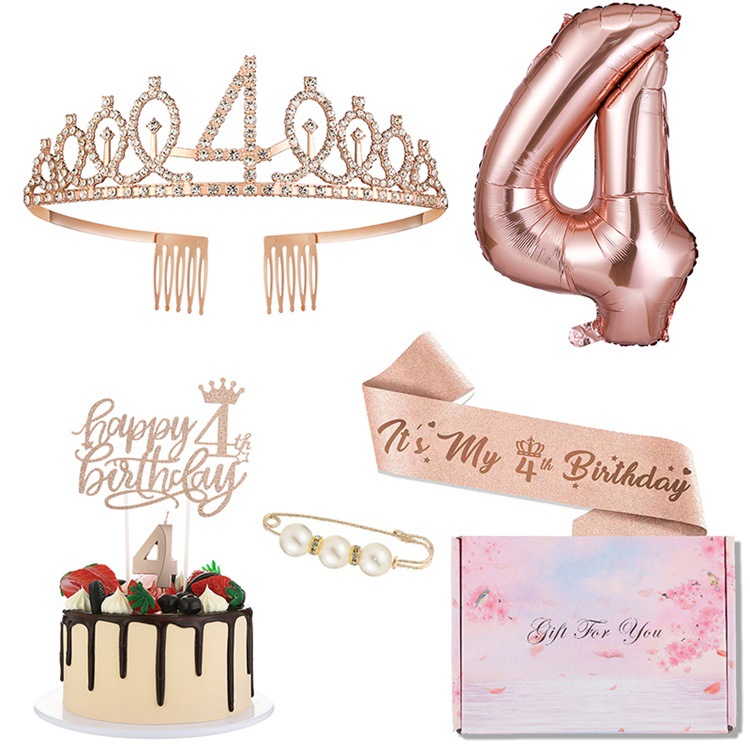 Children's Birthday Party Scene Decoration Digital Birthday Headwear Crown 3 Years Old 4 Years Old 5 Years Old Balloon suit