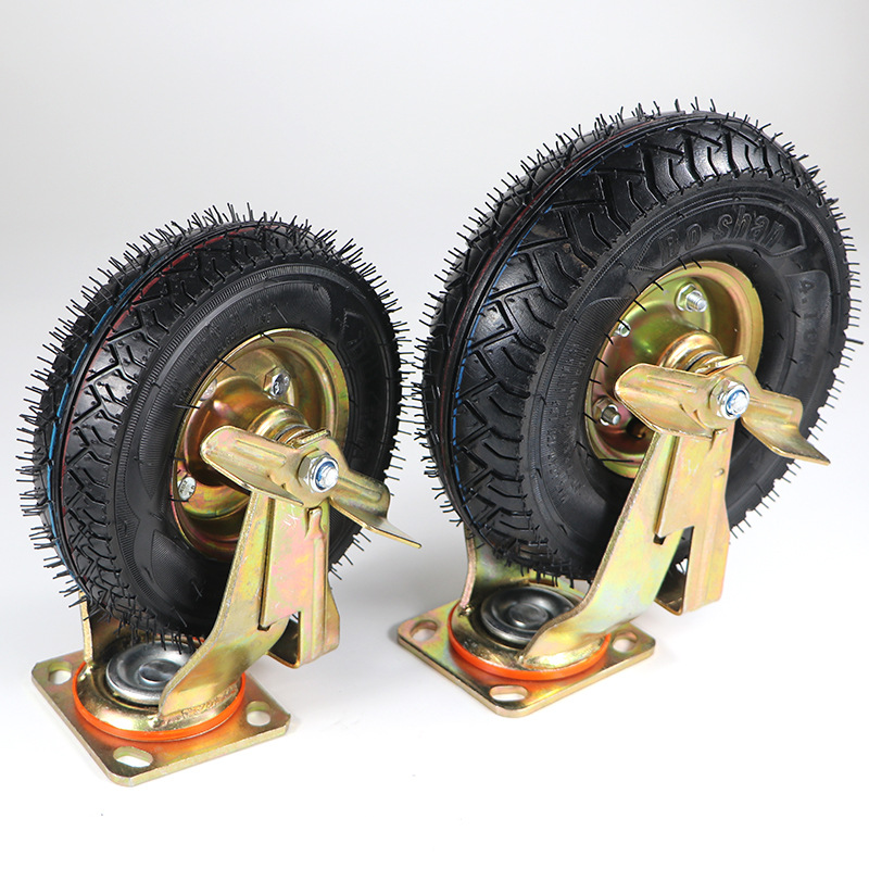 Inflatable universal wheel caster heavy duty 8 inch 10 inch pump wheel 250-4/350-4 rubber wheel mute trolley wheel