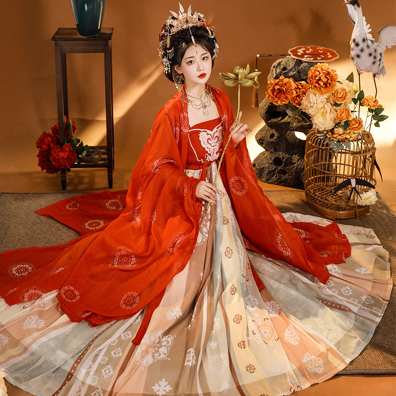 Tang original Hanfu women's restored Chinese-style embroidered Cheok skirt ancient costume fairy elegant spring, summer and autumn suit