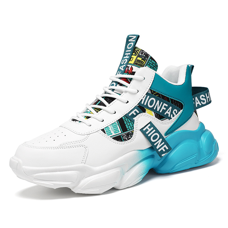 Spring Men's Shoes New breathable high-top shoes men's fashionable all-match hidden height sneaker casual daddy fashion shoes
