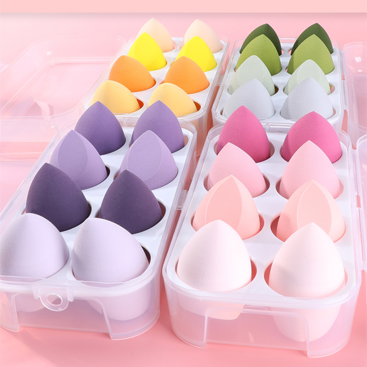 Egg Box Eight-Pig suit Powder Puff Non-Latex Powder Puff Beauty Makeup Egg Makeup Egg Gourd Water Drops Slant Cut Powder Puff