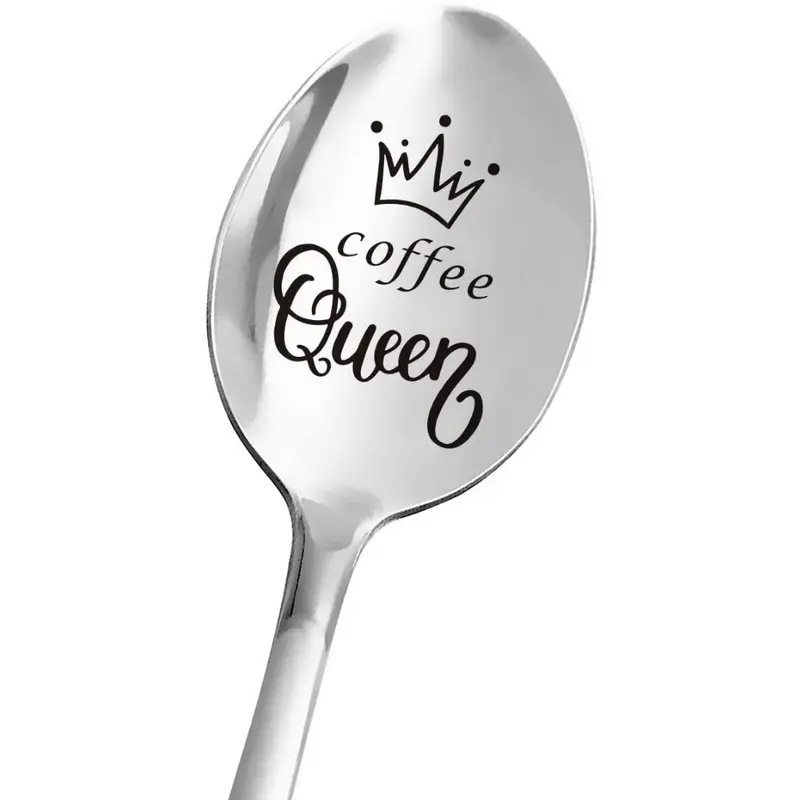 410 stainless steel spoon ice cream spoon coffee spoon laser lettering craft family family couple