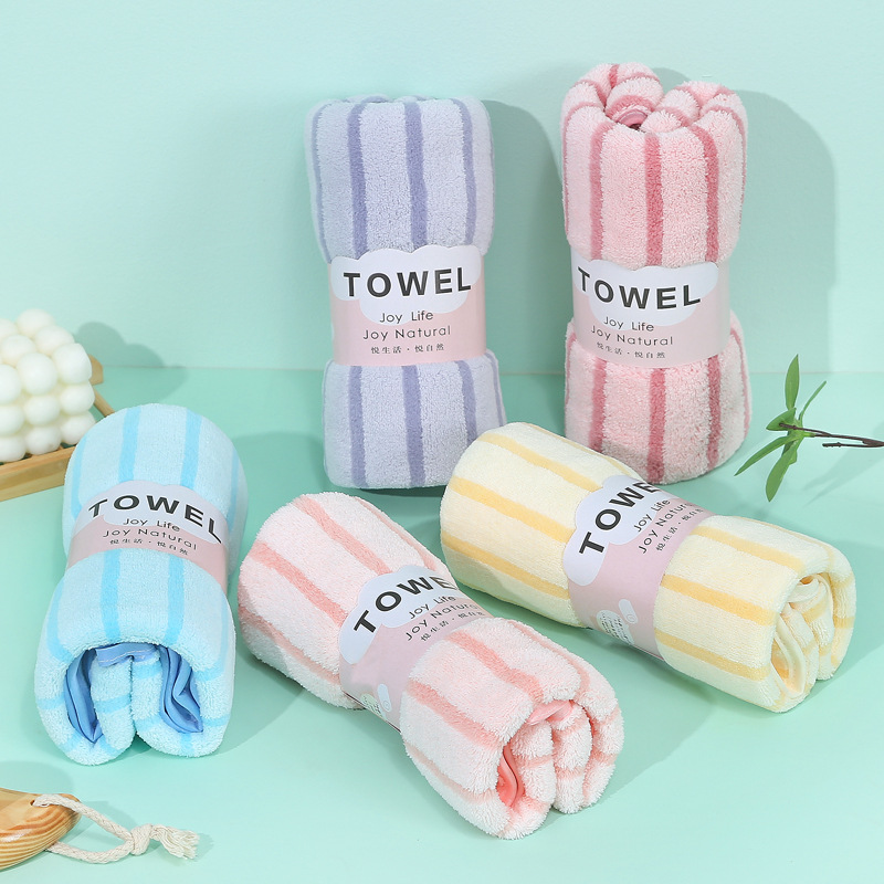 Towel coral fleece warp knitted towel than absorbent welfare gift printed LOGO face microfiber cross-border large bath towel