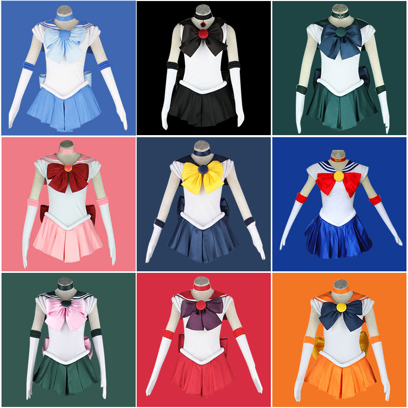 Japanese anime costume Sailor Moon cosplayer cosplays as Usagi Tsukino's battle suit for girls and children