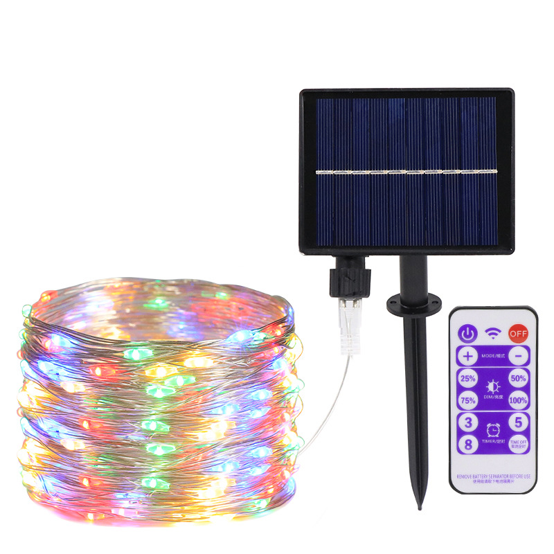 Waterproof led solar light with light bar outdoor stall decoration new remote control solar copper wire light string wholesale