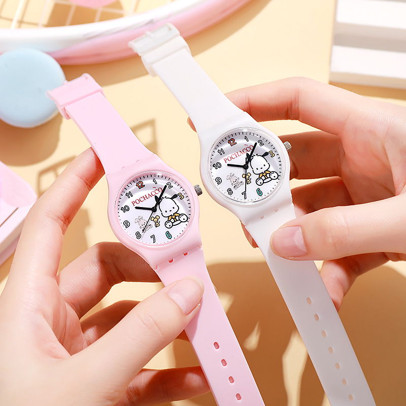 White Parchia Dog Children's Watch Wholesale Primary and Secondary School Students' Watch Quartz Watch Girls Sanrio Silicone Watch