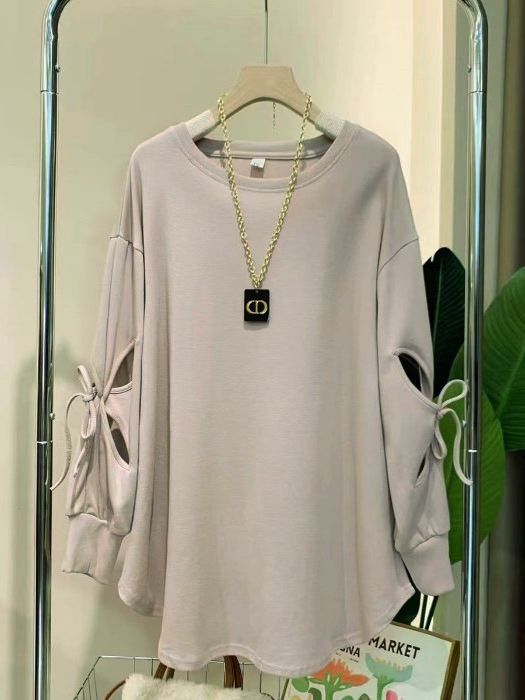 Bowknot hollow-out long sleeve thin sweater for women Spring and Autumn new Southeast Asia and Europe Korean fashion loose mid-length top