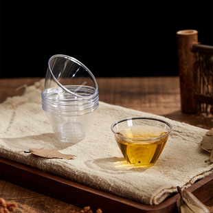 Disposable Kung Fu Tea Cup 2oz transparent Aviation Cup PS hard plastic tasting cup thickened transparent crystal cup