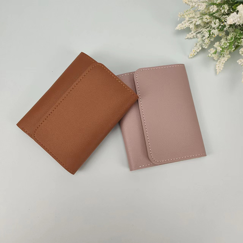 Simple Short Women's Wallet Student Ticket Clip Multi-function Card Bag Change 30% Fold Ultra-thin Gloss Wallet_voghion.com