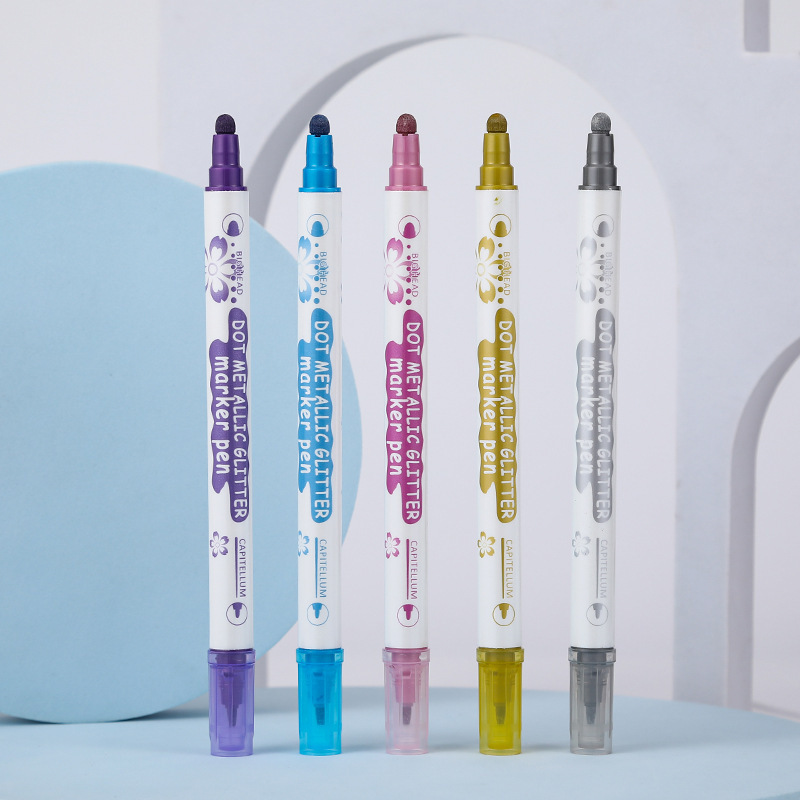 New Hand account metal Doodle pen double-headed highlighter diy color filling marker student graffiti color pearlescent pen