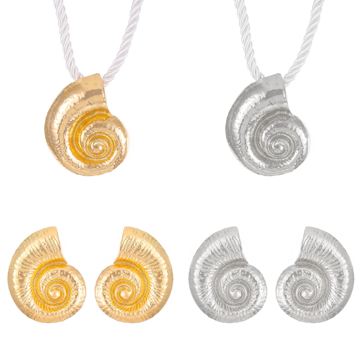 European and American Beach Wind Conch Earrings Necklace Three-Piece Set Bohemian Holiday Exaggerated Fashion Jewelry suit Women