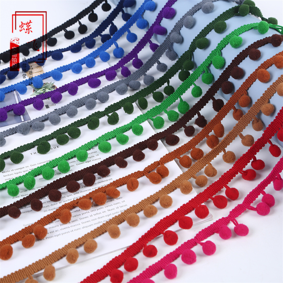 1cm right angle small wool ball lace straight feet wool ball lace clothing accessories 35 color