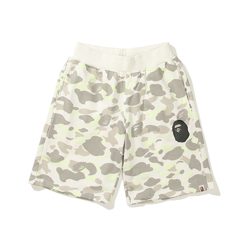 Cross-border in stock and fast delivery Shark Camouflage Youth Casual Shorts Medium Pants Men and Women Pure Cotton Luminous Beach Pants Sweatpants