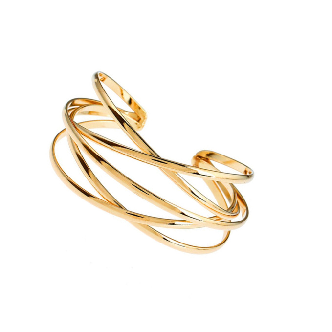 Cross-border Hot-selling European and American Metal Bracelet with Opening Personality Hollow Retro Bracelet Multi-layer Lines Punk Bracelet Bracelet