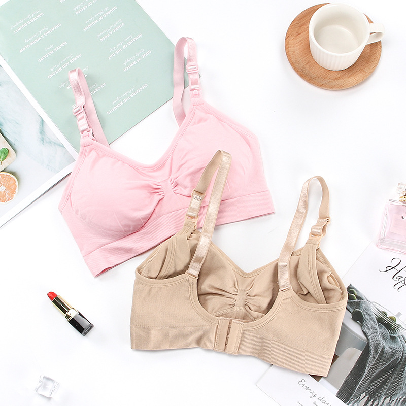 Seamless Breastfeeding Bra Pregnant Women's Underwear Postpartum Breastfeeding Front Opening Button Adjustable Gathering Comfortable No Steel Ring