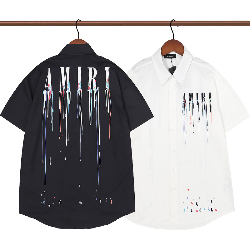 A variety of men's short-sleeved shirt fashion brand summer beach shirt Amiri printed letters men's lapel shirt