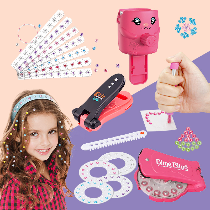 Amazon cross-border blingbling nail drilling machine children's play house stick drilling machine girl makeup toy