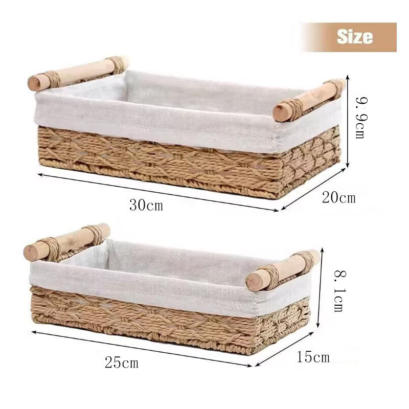 Desktop Storage Basket Remote Control Storage Box Key Miscellaneous Wicker Weaving Storage Basket Cosmetic Dirty Clothes Basket with Handle 