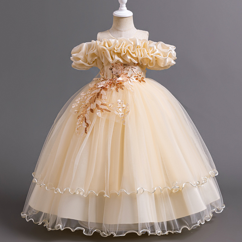 Flower children's dress 2024 new cross-border foreign trade children's wedding princess dress long girl dress wholesale
