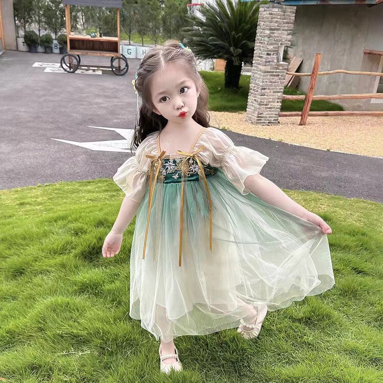 Girls' Summer Ancient Clothing Hanfu Super Fairy 2023 New Children's Princess Style Dress Chinese Style Baby Dress for Summer