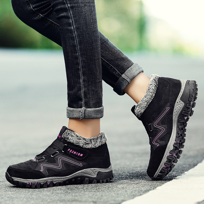 2022 Winter Middle-aged and Elderly Walking Shoes Fleece-lined Warm Outdoor Shoes Women's Shoes Thickened Sports Shoes for the Elderly Cotton Shoes for Men and Women