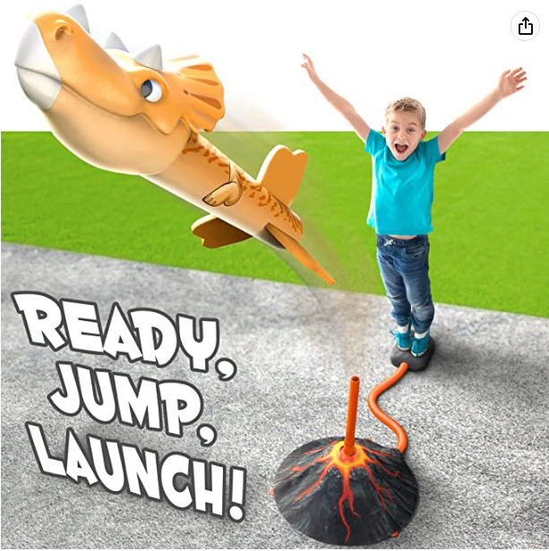 Cross-border Amazon new children's toy foot pedal launcher gun flying dinosaur skyrocket outdoor parent-child
