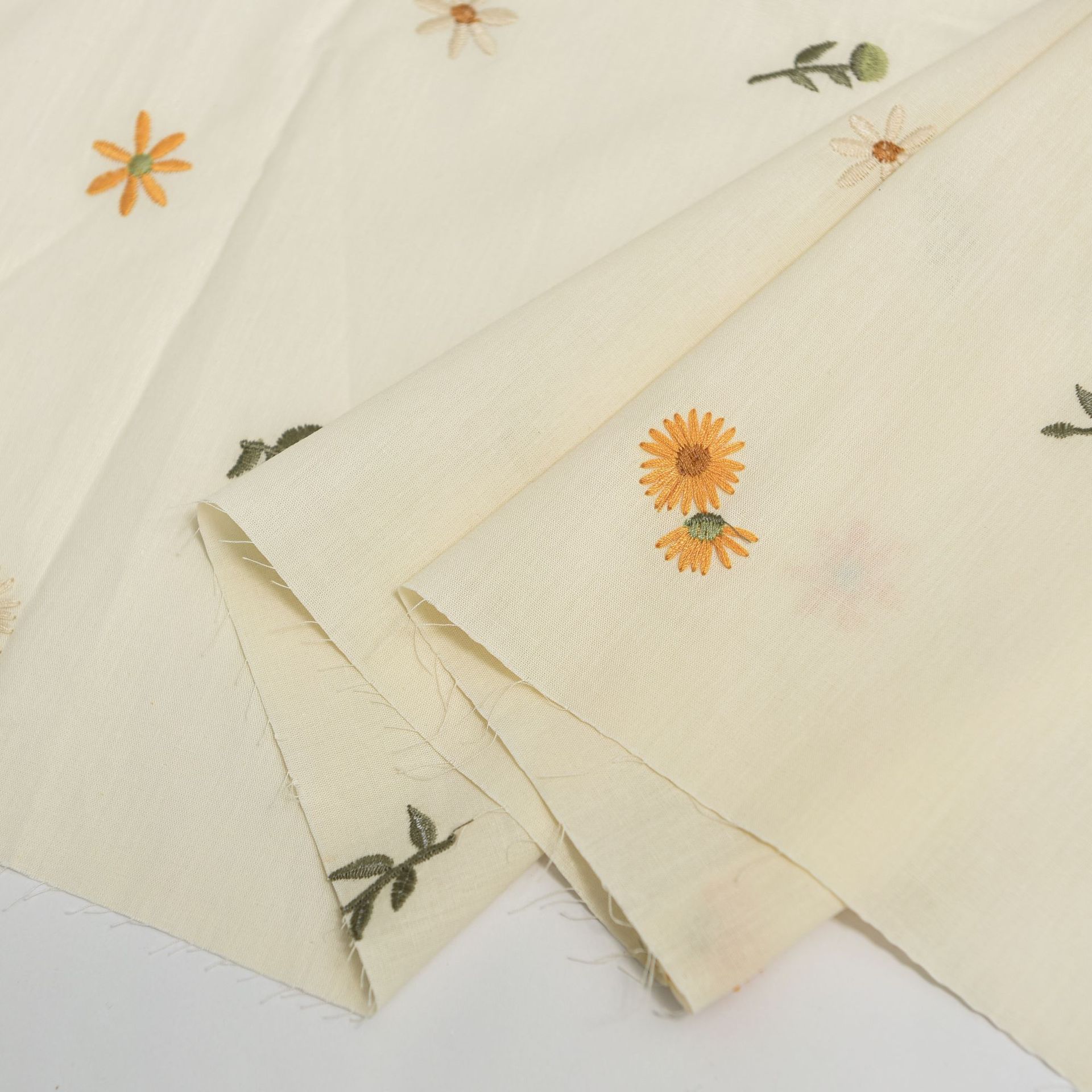 Poplin embroidery fabric beige all-cotton cloth clothing dress fabric spring style