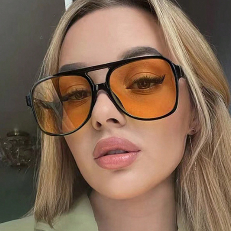 New European and American Cross-border Double Beam Large Frame Sunglasses Ins Trendy Multicolor Glasses for Men Retro Fashion Sunglasses for Women
