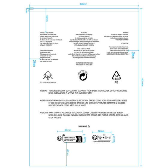 in stock Transparent Warning Zipper Bag Clothing Packaging Bag Socks Storage Zipper Bag