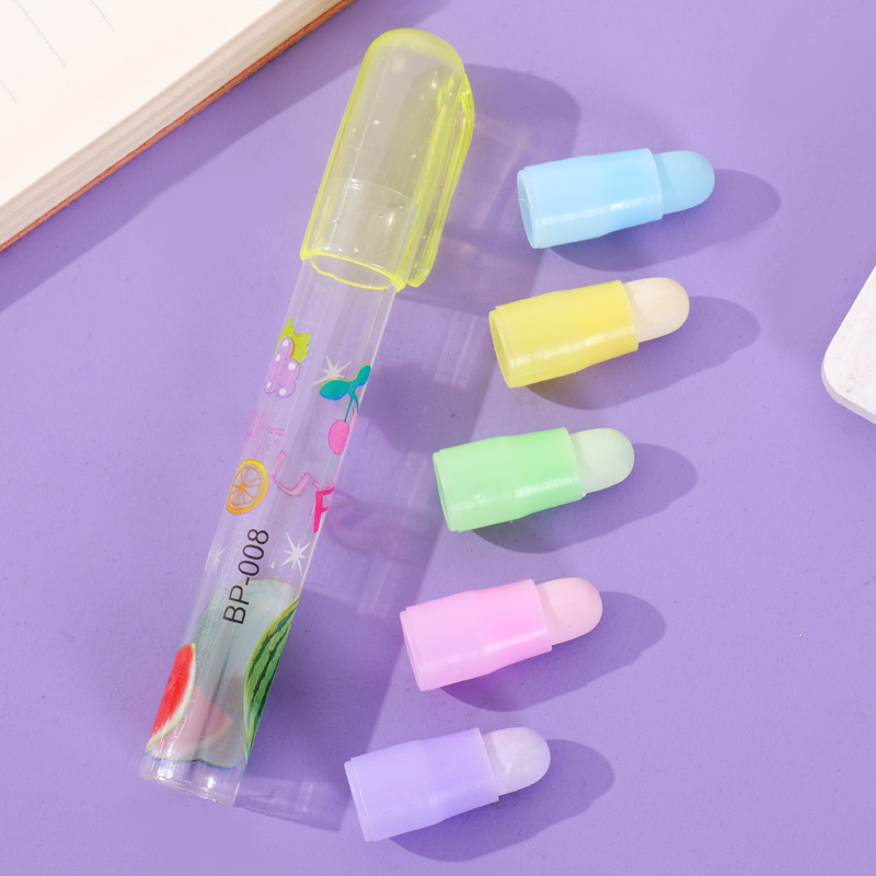 Creative bullet pen eraser clean stationery detachable fruit five rubber manufacturers wholesale