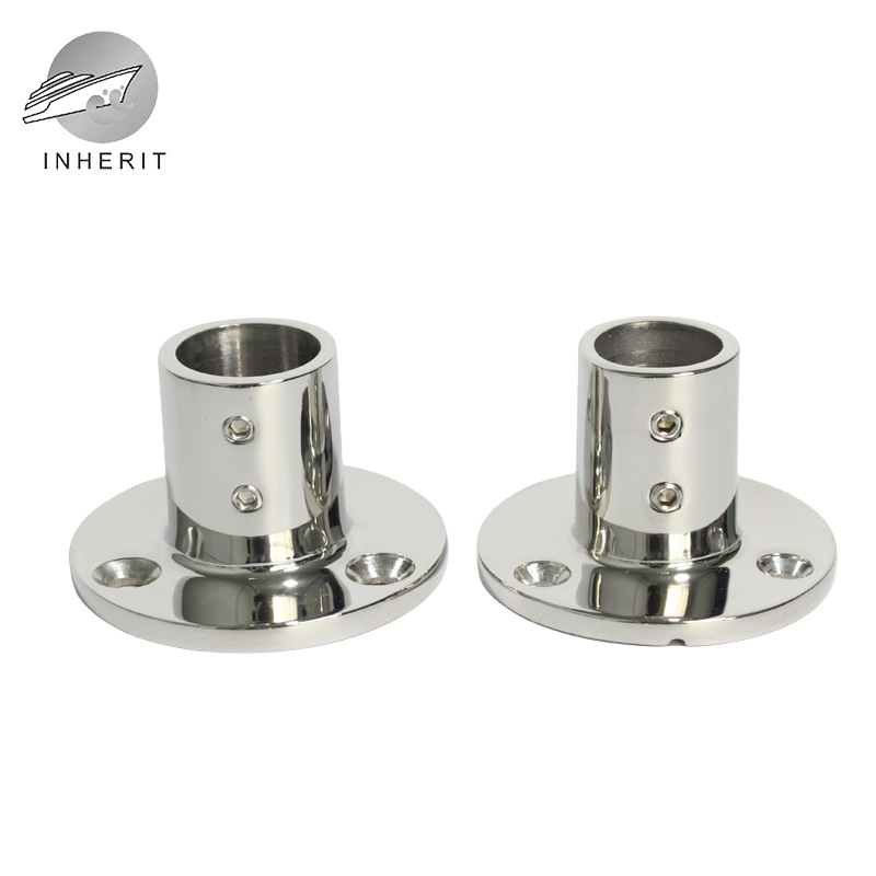 90 degree round pipe seat 22/25mm thick stainless steel 316 pipe seat flange base embedded deck pipe seat