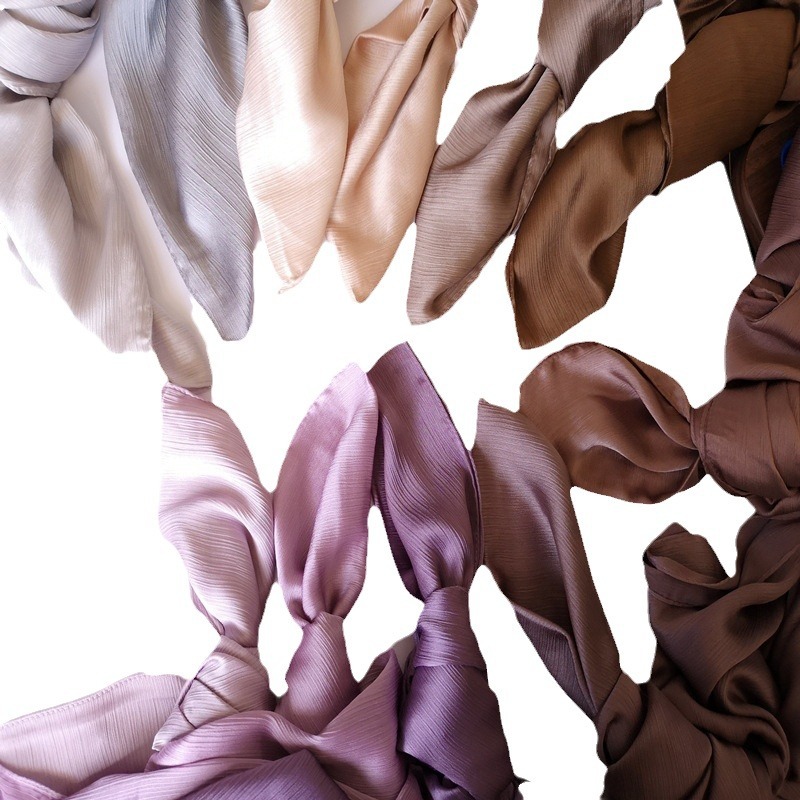 2023 new natural wrinkled monochrome long scarf wind crepe scarf scarf a generation of WJA14