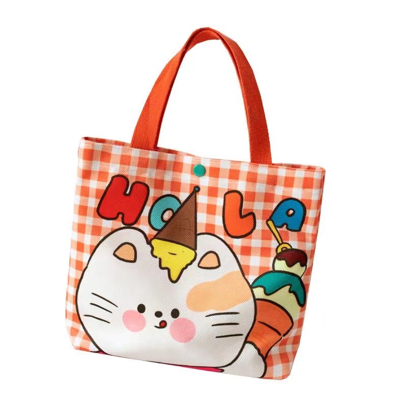 Canvas lunch box bag bento handbag cute student handbag school bag for work and study popular online gift small tote bag