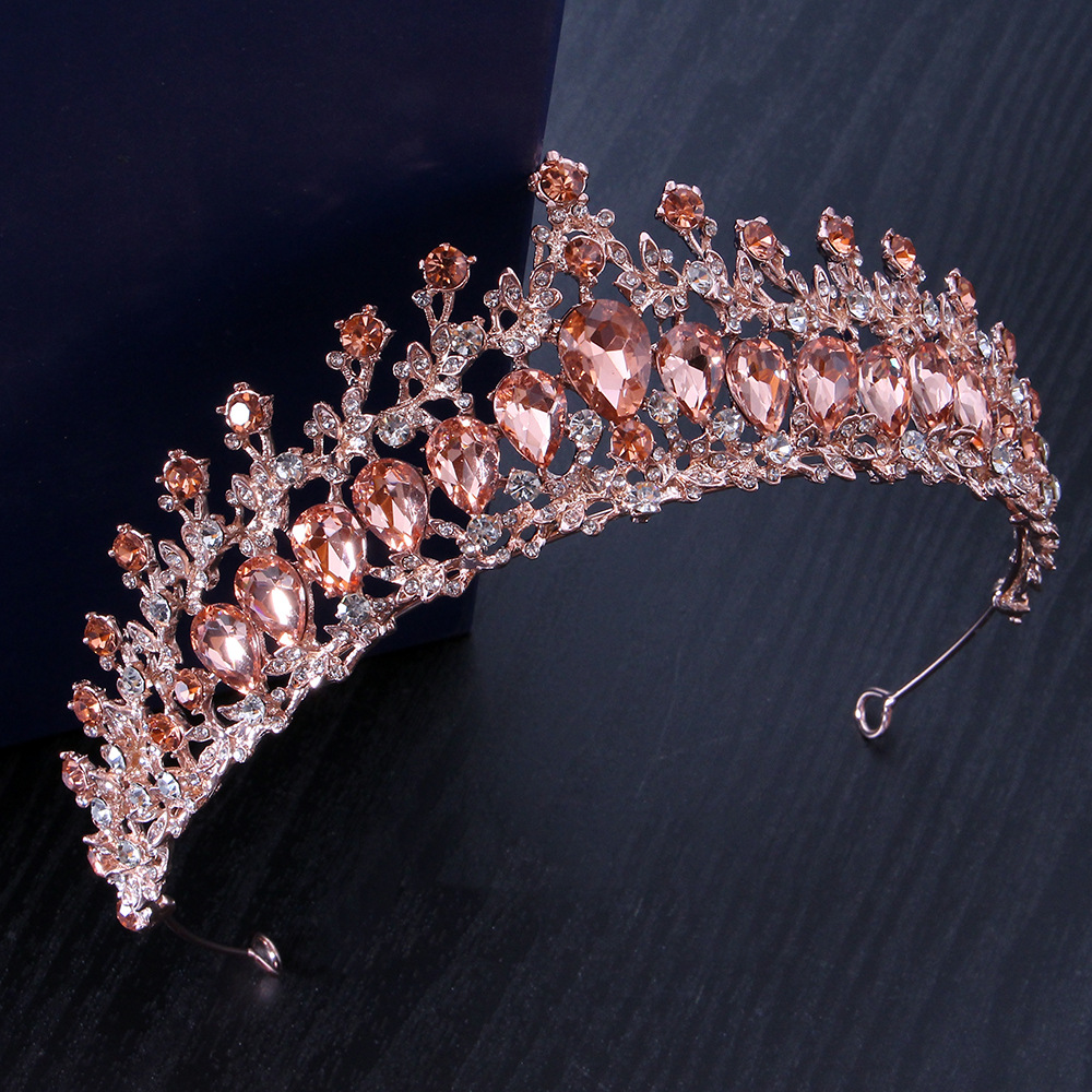 New European and American alloy color bridal crown wedding dress crown headdress holiday Crystal Crown wholesale